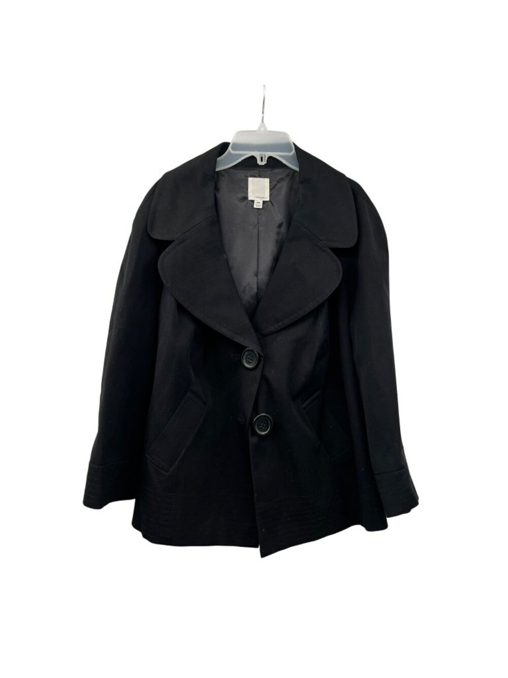 Halogen Women Lightweight Peacoat Button Up Black Size 16W Pockets
